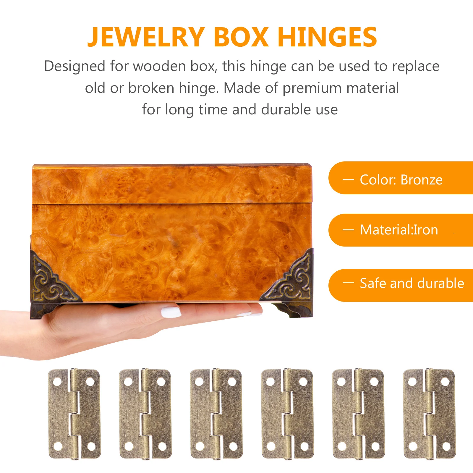 

50Pcs Miniature Furniture Hinges Iron Anti Rust for Wooden Box Replacement Small Jewelry Chest DIY Hardware Small Hinges