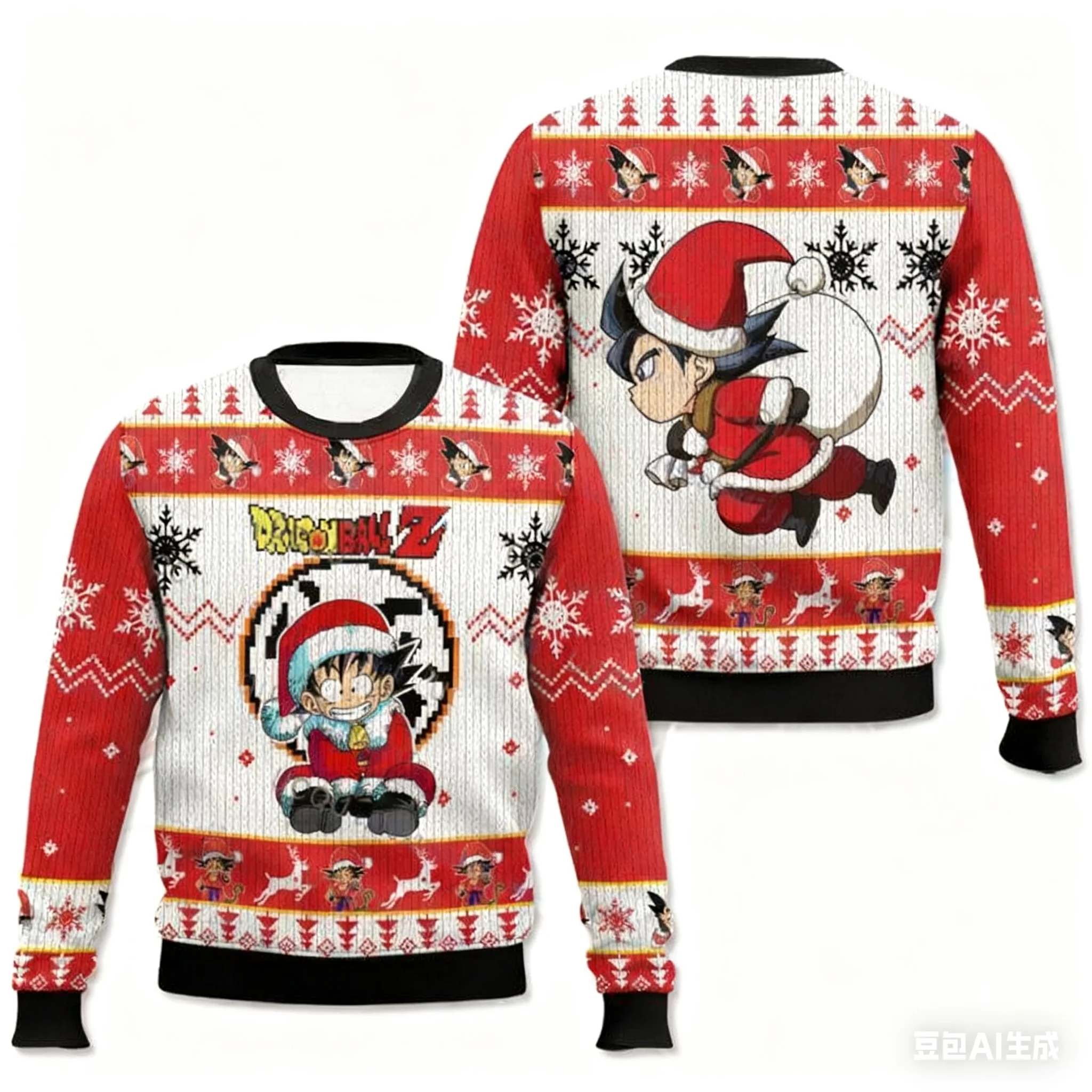 

Зимний мужской свитер с 3D принтом Bandai Dragon Ball, пуловер в стиле аниме, свитер с круглым вырезом, модная длинная спортивная одежда, теплый топ