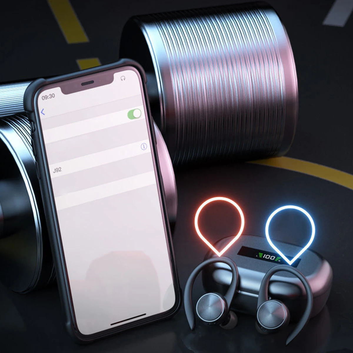 Sem fio bluetooth 5.0 esportes fone de ouvido ipx5 fones com 500mah caso de carregamento ganchos de orelha fones de ouvido 3d alta fidelidade fone de ouvido sem fio