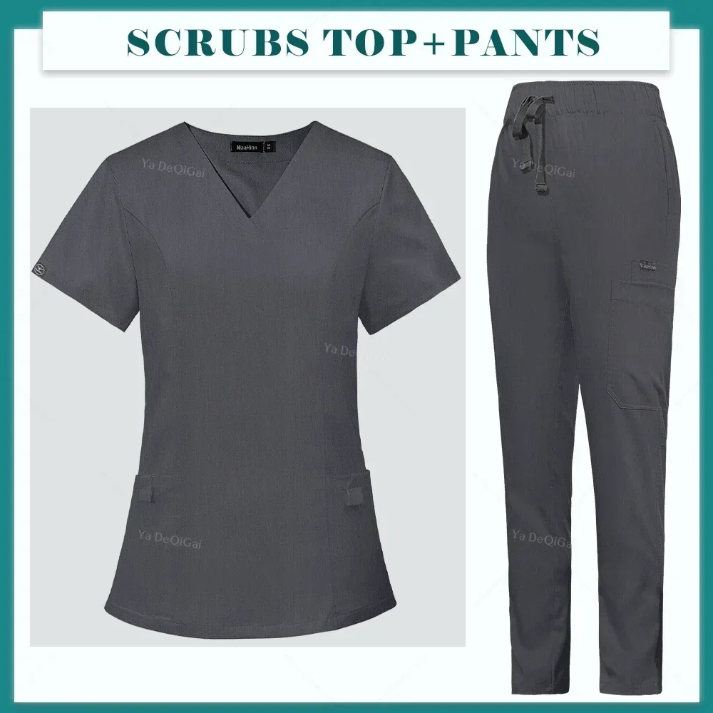 High Quality Stretch Tops Pants Pocket Scrubs Set Pet Grooming Workwear Doctor Nurse Uniforms Medical Nursing Accessories