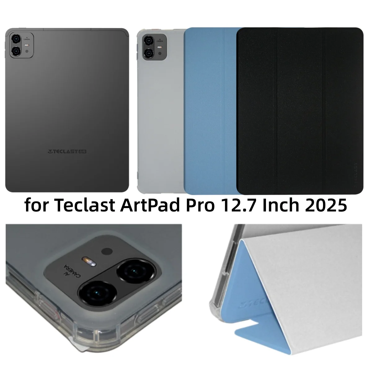 Inteligentne etui Smart Cover do tabletu Teclast ArtPad Pro 12.7 cala 2025, składana podstawka, skóra PU, miękka obudowa z TPU, automatyczne usypianie/wybudzanie. — zdjęcie produktu 6