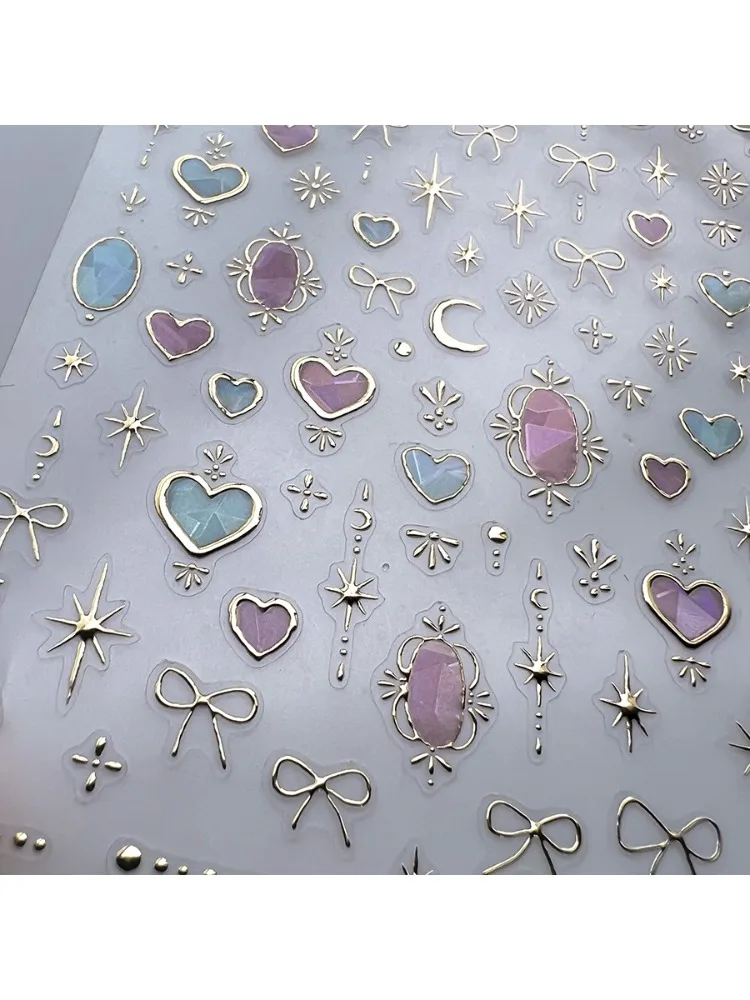 1szt 5D Shell Light Nail Stickers Fashion Gold Border Love Heart Bowknot Moon Star Art Decal Wysokiej jakości dekoracje do manicure — zdjęcie 2