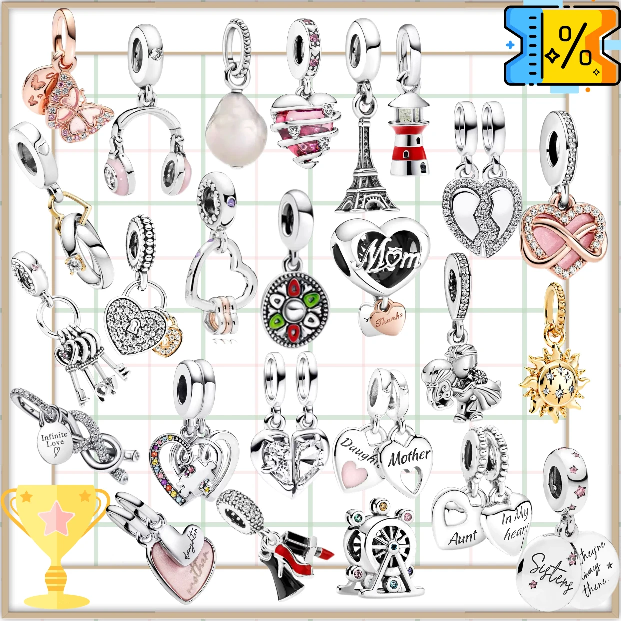 Butterfly Zircon Beads Heart-shaped Sun Bead Snake Bone Chain DIY Accessories Charm Women's Jewelry Suitable Gifts For Women