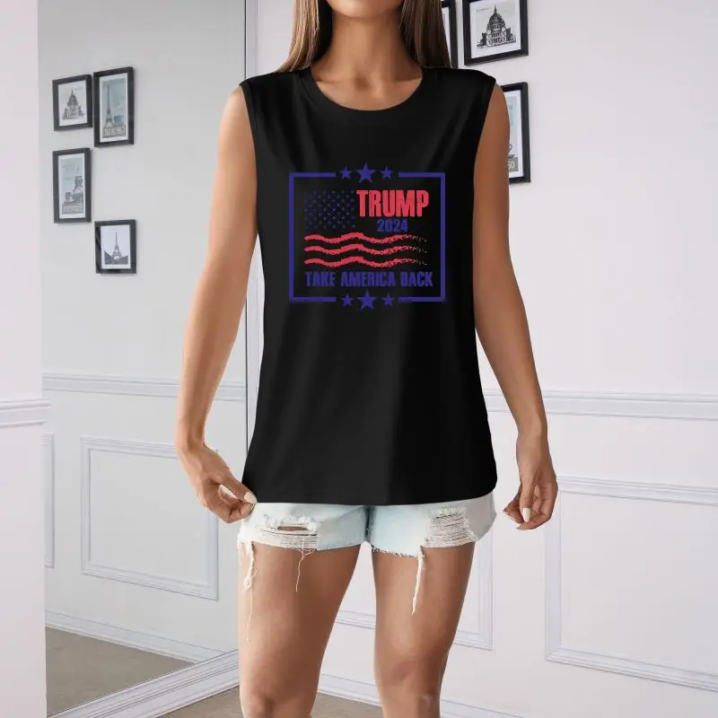 Trump 2024 Letter Print Tank Top Sleeveless Casual Top for Summer & Spring Women's Clothing