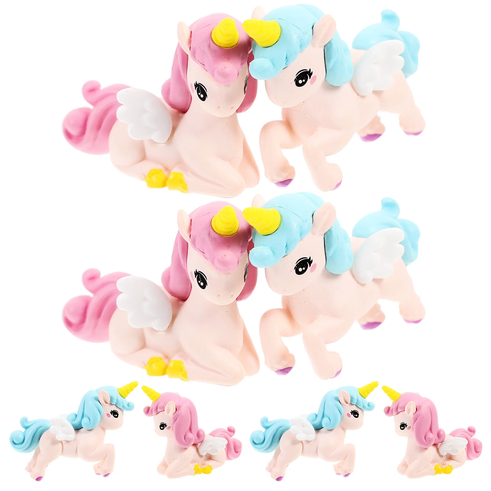 

8Pcs Unicorn Resin Miniature Decorations Mini Cake Toppers Garden Micro Landscape Ornaments Bonsai Resin Accessories