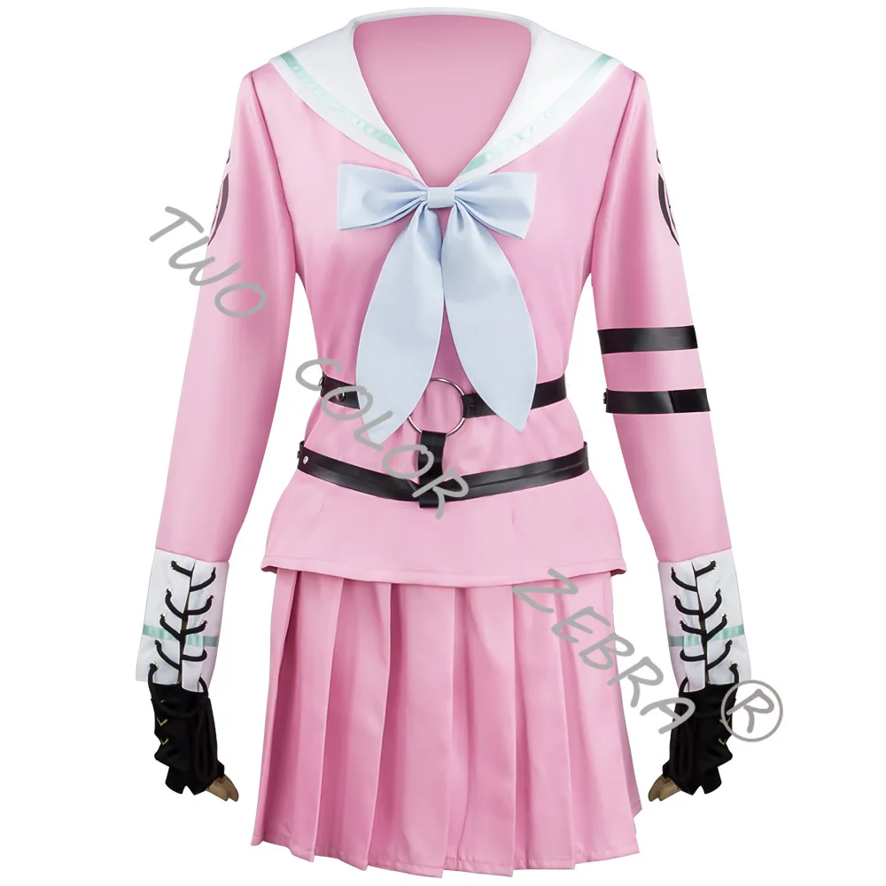 Anime Danganronpa V3 Miu Iruma Cosplay JK Costume Wig Pink Sailor Uniform Pleated Skirt Full Set for Halloween Party Roleplay view 3