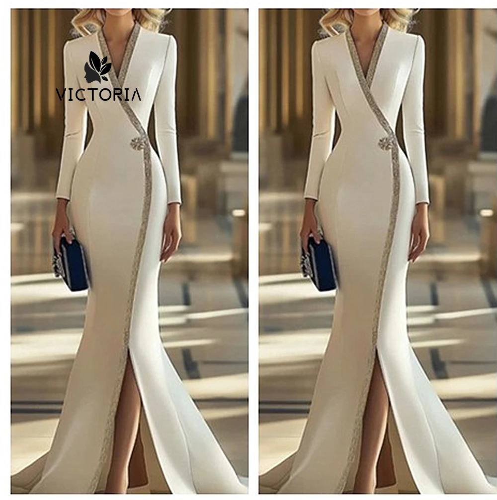 

Formal Evening Dress Rhinestone Ribbon Cross Neck Mermaid Split Floor-length Gown платье на выпускной Saudi Arabia Customized