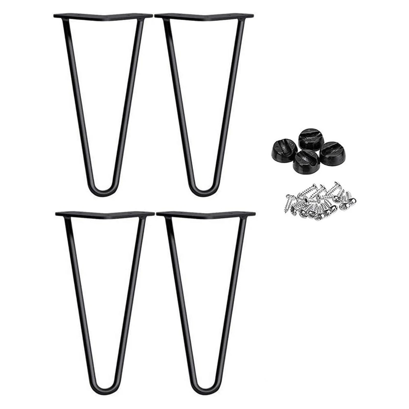 Schwarze industrielle Haarnadel-Tischbeine aus Metall – 25,4 cm, 25 cm, robustes DIY-Set mit 4 Stück, mit Schrauben und Bodenschutzfüßen – Detail 2