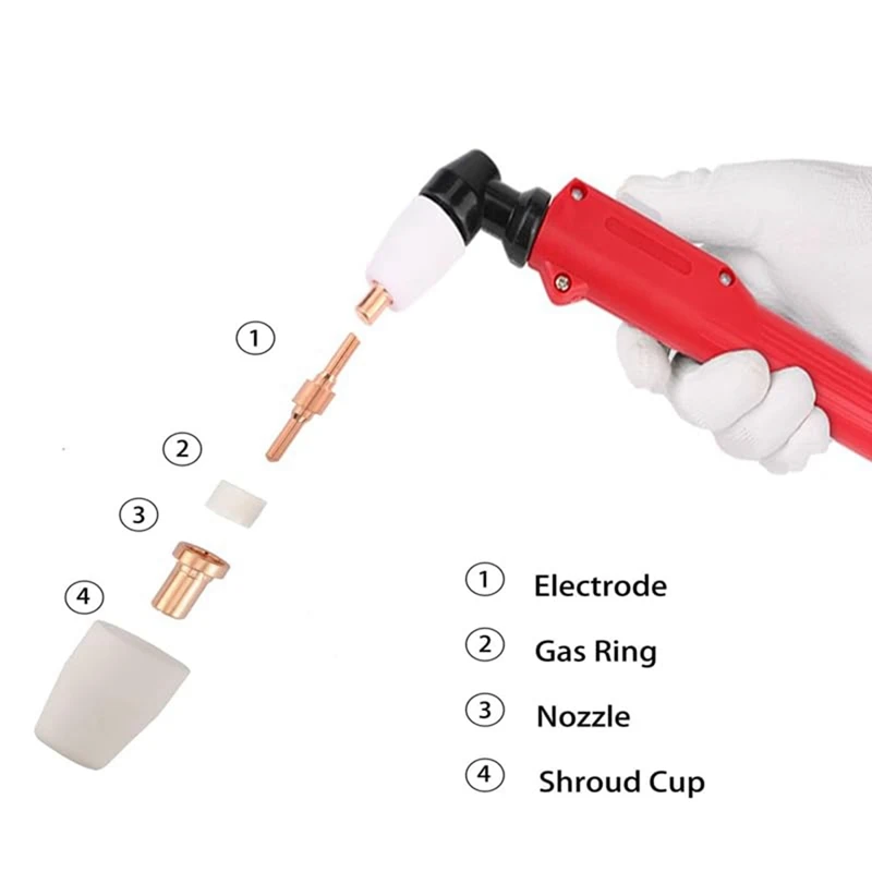 ABJI-PT31 65PCS Extended Air Plasma Cutting Nozzle Electrode Consumables Fit CUT-40 LGK40 CUT-50 CT-312 CT418