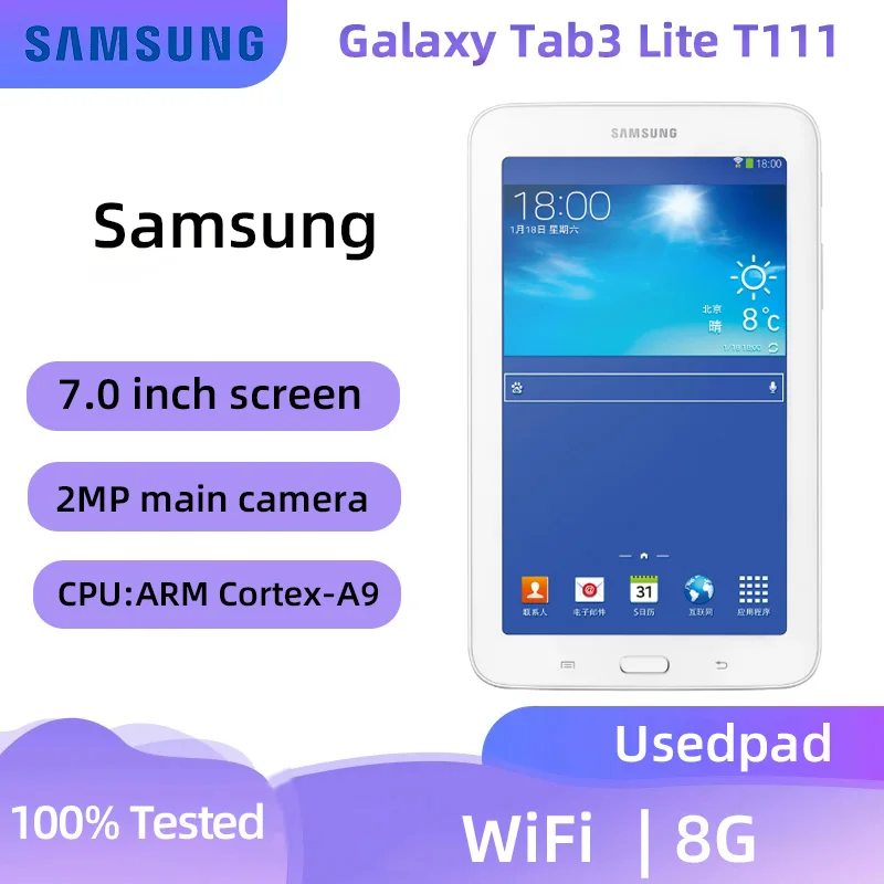 Samsung GALAXY Tab 3 Lite T111 7.0inch  LTE 1024x600  3600mAh  2MP Camera Android  used pad