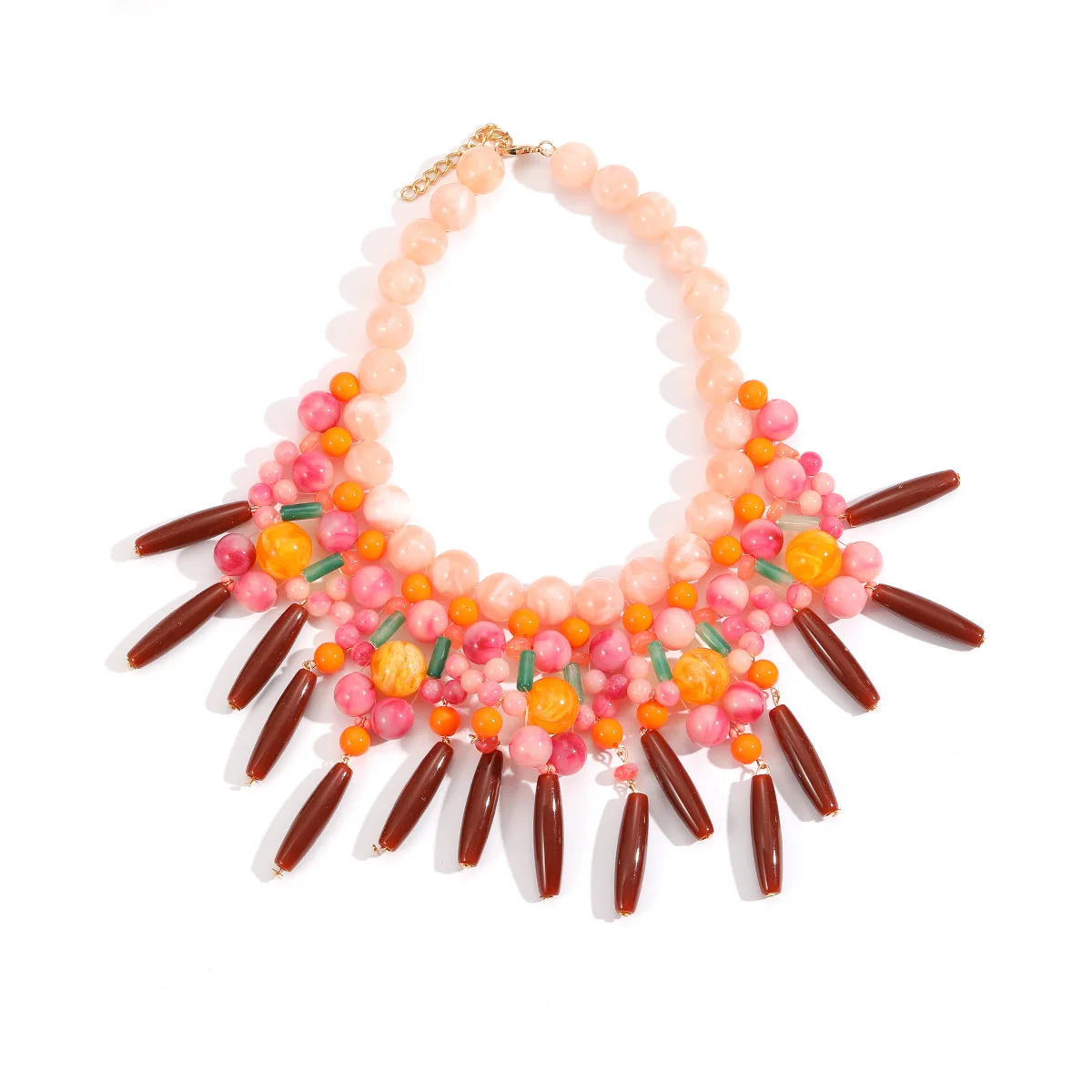ZAA Trendy Colorful Handmade Resin Beads Waterfall Necklaces Charms Woman Choker Jewelry 2026 Elegant Prom Party Accessories