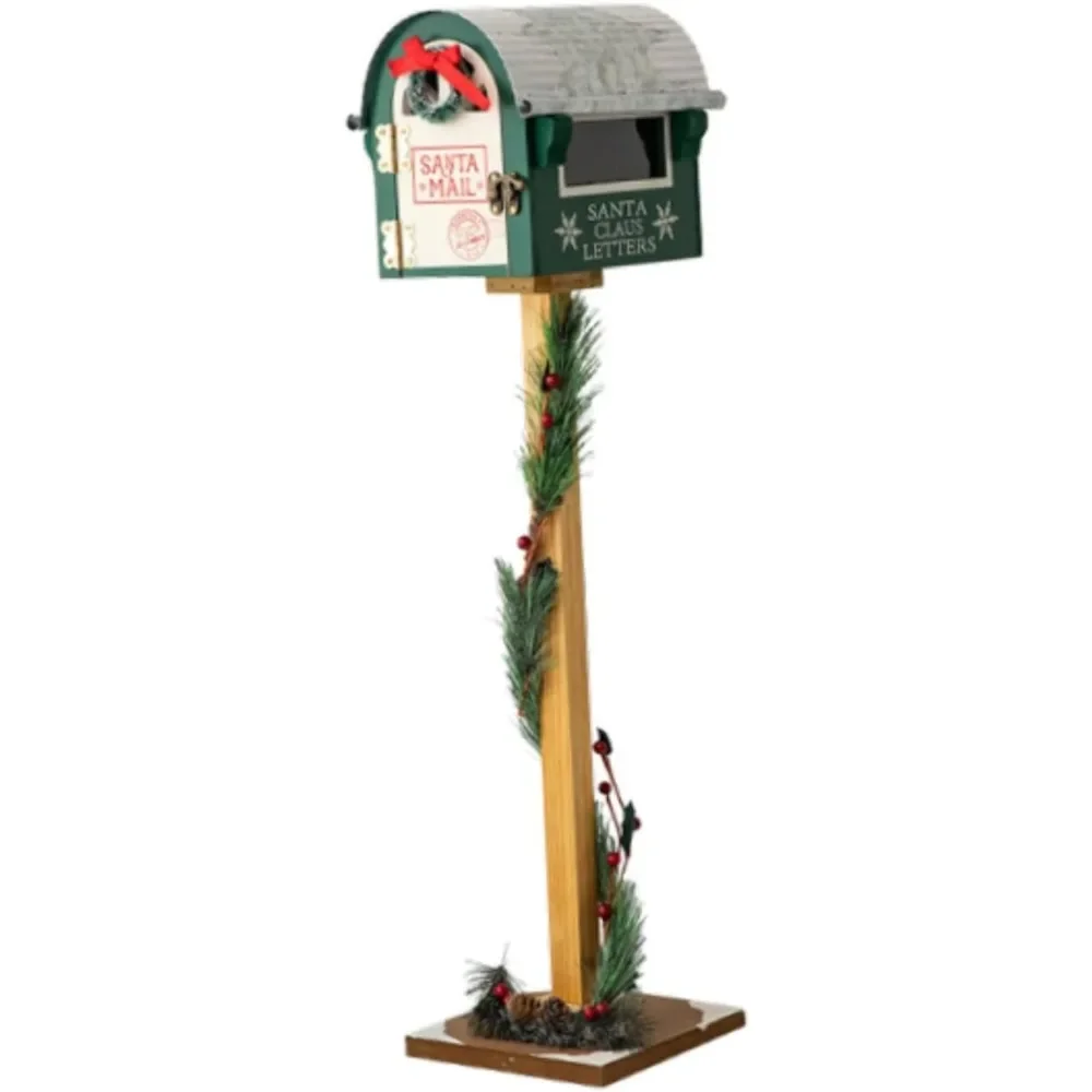

Mailbox for Christmas Decoration, Standing Letter Box for Home and Cafe, Green