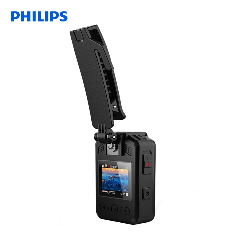 Philips VTR8101 Original 128GB Police Body Worn Mini Camera HD 1296P DVR Video Recorder Security Cam