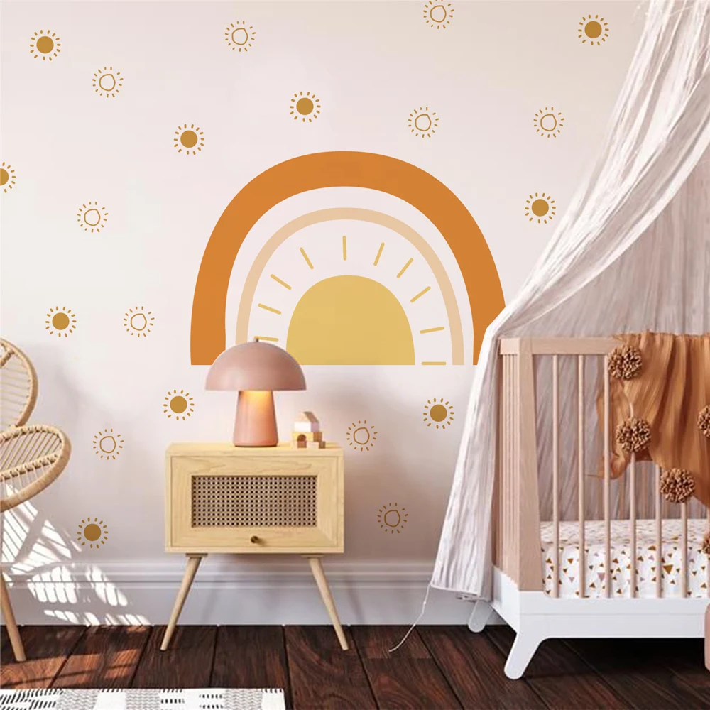 Girls Bedroom Decor Wall Stickers Large Love Rainbow Classical Pattern PVC Decals Eco-friendly Sticker for Nursery Kids room