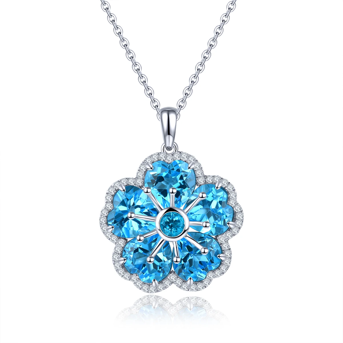 

Natural Swiss Blue Topaz Sterling S925 Silver Pendant 8.2 Carats Genuine Gemstone Women Romantic Classic Fine Jewelry Gifts