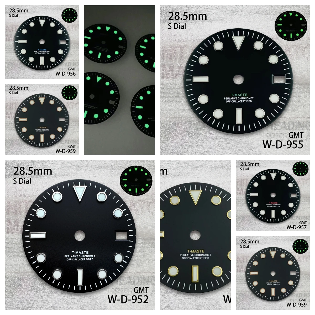 

28.5mm S Logo GMT Black Dial Fit NH34 Movement Green Luminous Watch Modification Accessories