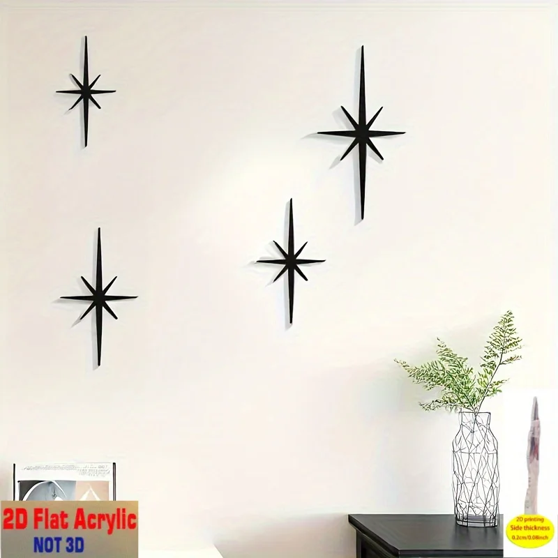 Alivion Metal Wall Art Modern Starburst Atomic Star Print Rustproof Waterproof Hanging Ornament For Office Living Room Decor