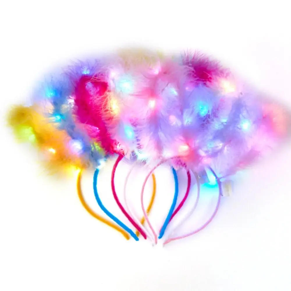 Toy Hair Ornament Party Decorations Korean Style Hair Accessories Fairy Rabbit Ear Women Hair Wear Glowing Feather Headband