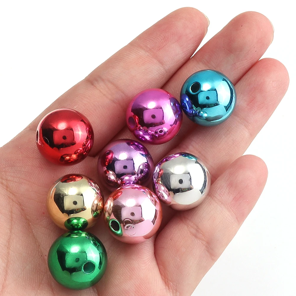 20 Stück UV-Farbige Weihnachts-Acrylperlen, runde lose Spacer-Perlen für die Schmuckherstellung, DIY-Armband- und Halskettenzubehör – Detail 2
