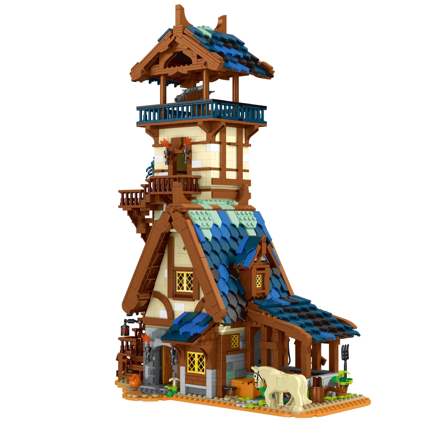 3061 pçs medieval cidade guarda torre tijolos modelo brinquedos montagem vista de rua casa blocos de construção para crianças adultos meninas presentes