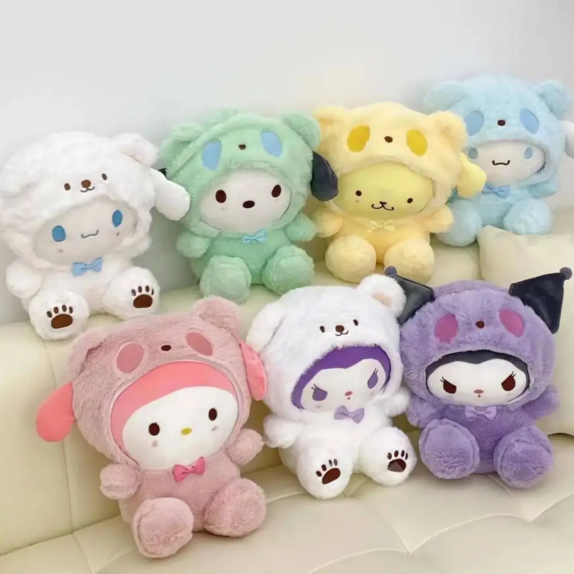 Muñeco de peluche de oso blanco para niños, juguete de peluche, perro Kuromi Pacha, Sanrio, Cinnamoroll, regalo de cumpleaños