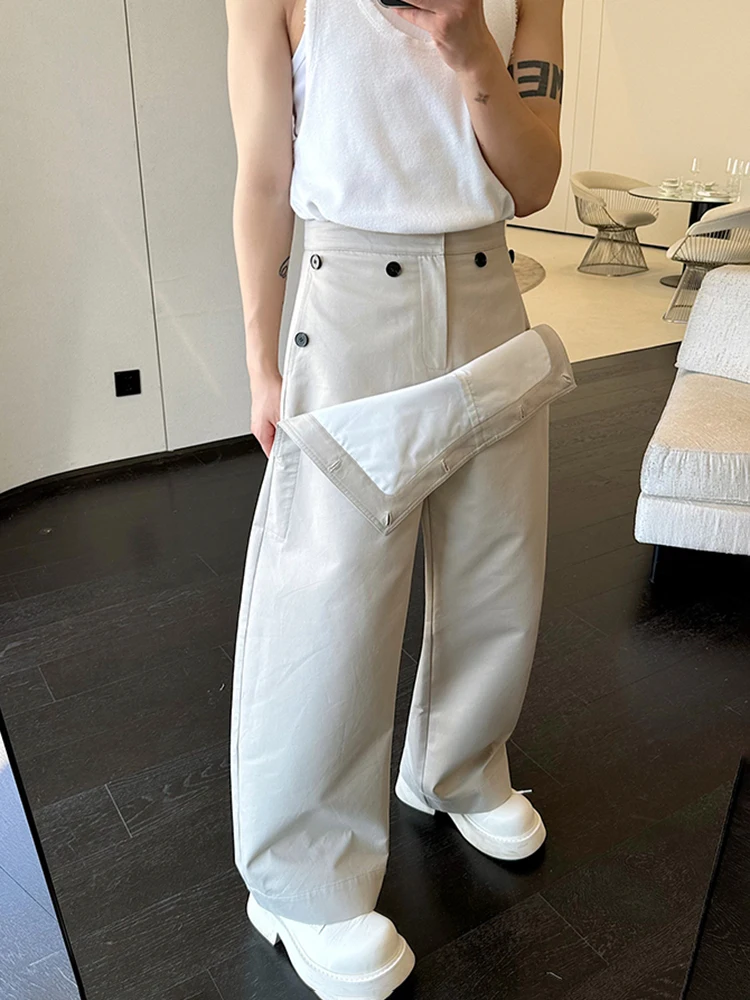 LUZHEN Autumn Fashion Casual Pants Patchwork Concealed Button Design Personalized Fashion Streetwear Plain Men\'s Trousers LZ4737