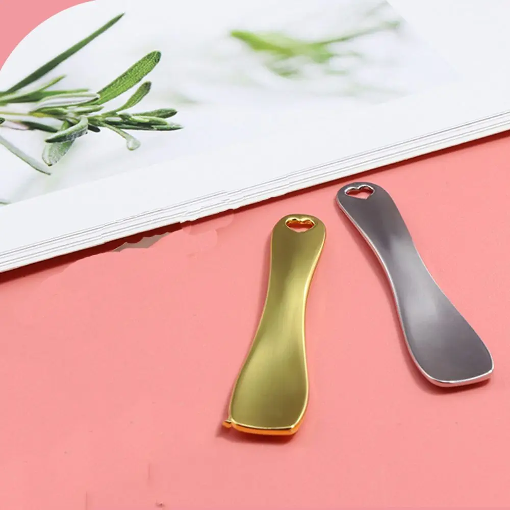 Zilver Goud Metalen Massagelepel Make-up Gereedschap Schoonheid Scoop Make-up Spatel Mini Cosmetische Lepel Gezichtscrème Lepel Gebogen Scoop