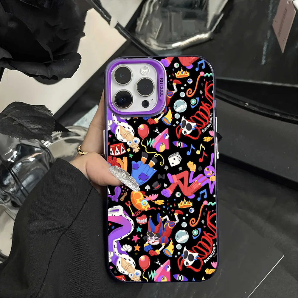 Cartoon A-Amazing D-Digital Phone Case For iPhone 16 12 13 14 15 Pro Max Plus Color Electroplated Silver IMD Laser Cover