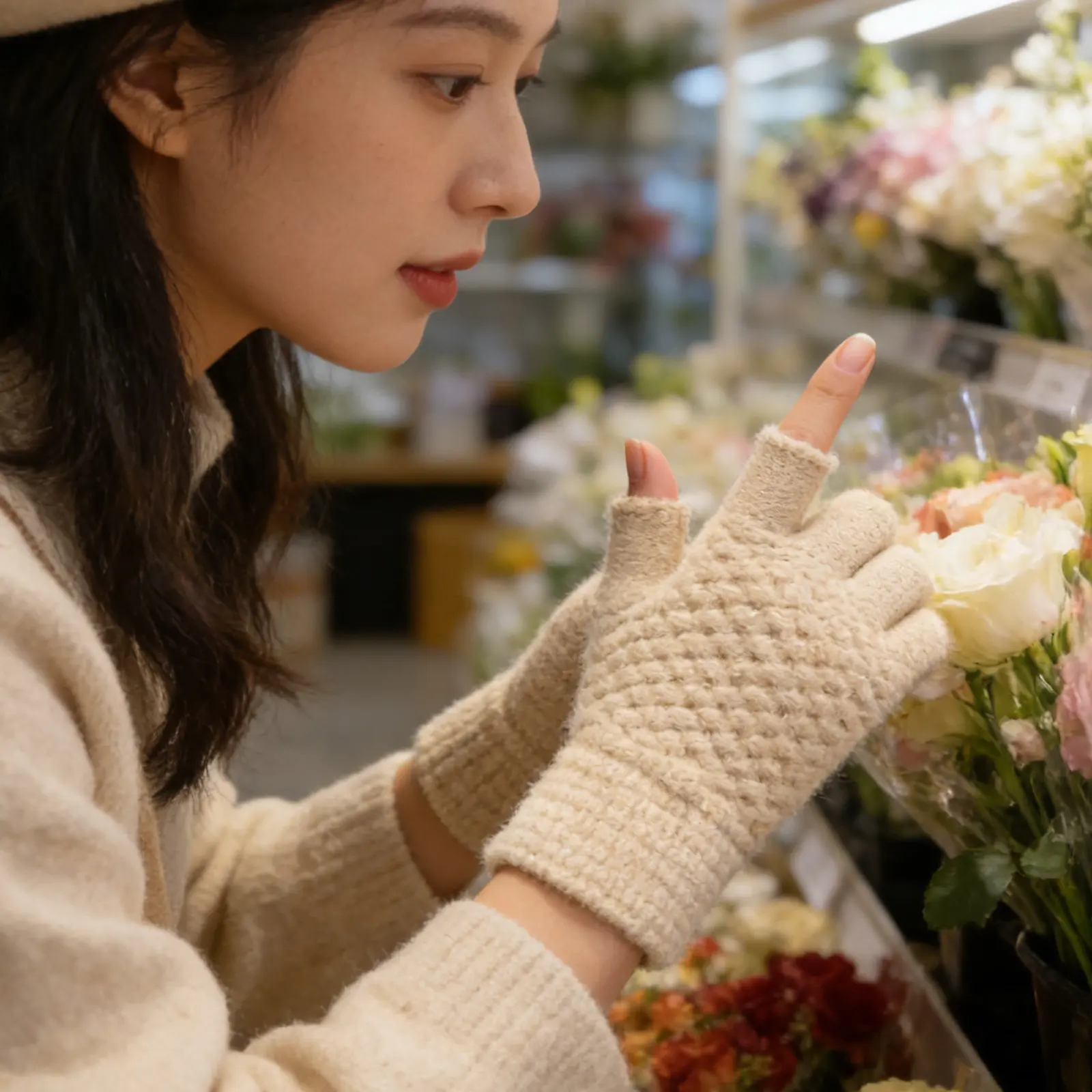 2Pairs Winter Fingerless Warm Gloves Two Finger Cut Knitted Mittens Thermal Gloves Perfect for Touchscreen Texting Cold Weather