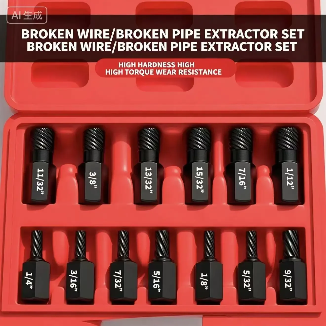 Broken Bolt Screw Extractor Set, 12PCS Laser Marked Stripped Bolt Remover Kit, Easy Out Damaged Bolt Nut Extractor for Rusted Br