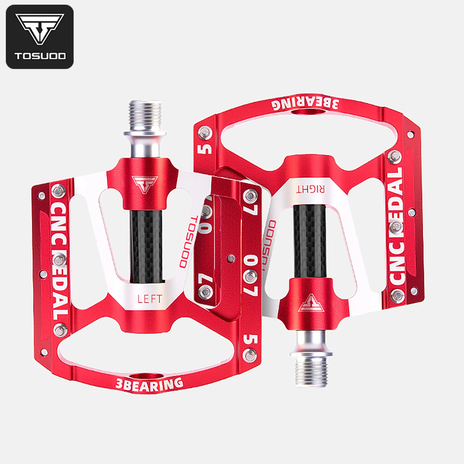 TOSUOD Fahrradpedale aus Kohlefaser, 3-Lager, rutschfest, Aluminium, ultraleicht, MTB, Rennrad, verbreitert, professionelle Pedale, Weihnachtsgeschenke