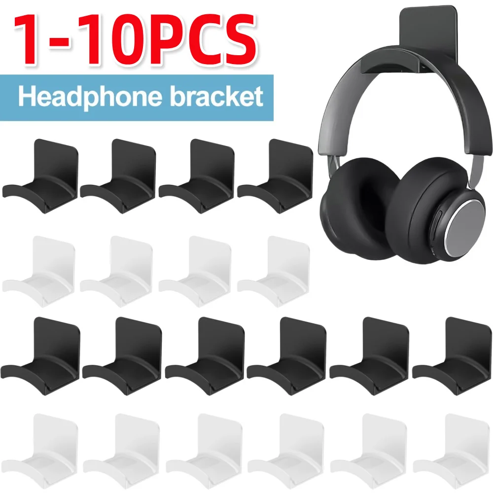 Universal Headphone Stand Adhensive Plastic Wall Mount Hanger Under Desk Headset Rack Holder Support For Gaming Earphone Bracket
