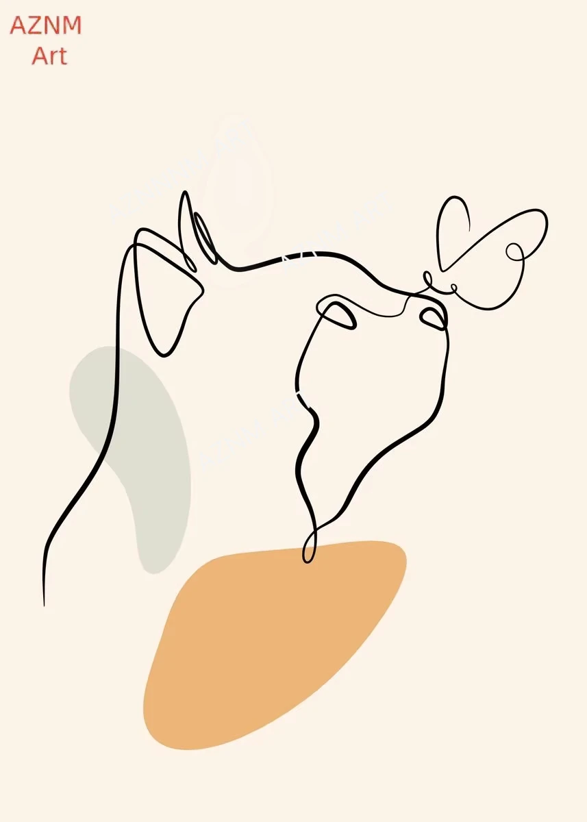 1pc Northern Europe One Line Cat Minimalist Canvas Painting Posters and Printing Murals A Living Room and Bedroom Home Decorati