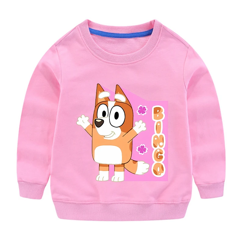 Blueys Children Round Neck Hoodie Autumn Winter Cold Proof Warm Clothing Cute Cartoon Anime Pattern Top Children's Birthday Gift