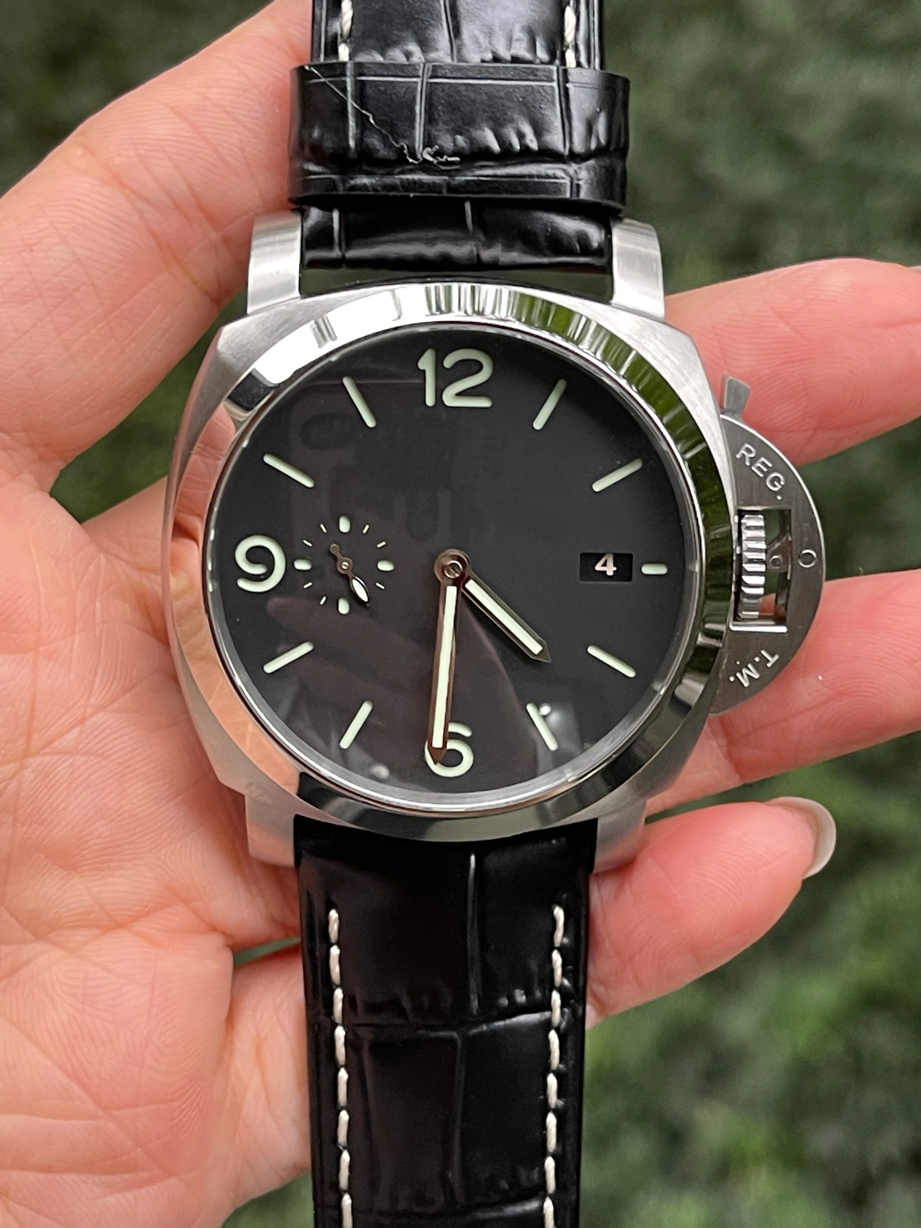 أفضل جودة pam 312 968 1518 1676 1467 p9000 التلقائي الميكانيكية ألياف الكربون البرونزية 44/42/47 مللي متر رجل ساعة رجالي رجل