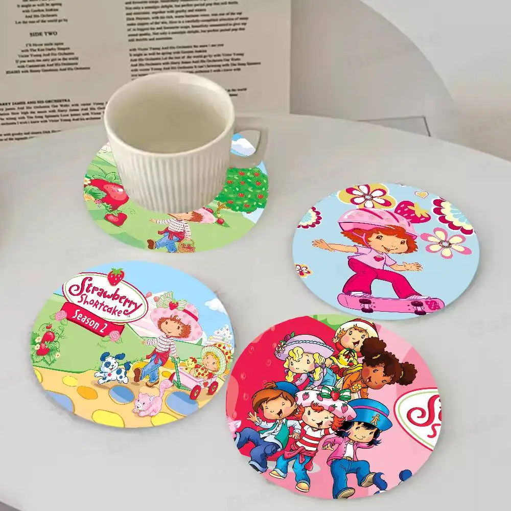 

Деревянные подставки под чашки S-Strawberry Cartoon S-Shortcake Girl, нескользящие, термостойкие, для украшения обеденного стола, подарки для ресторанов