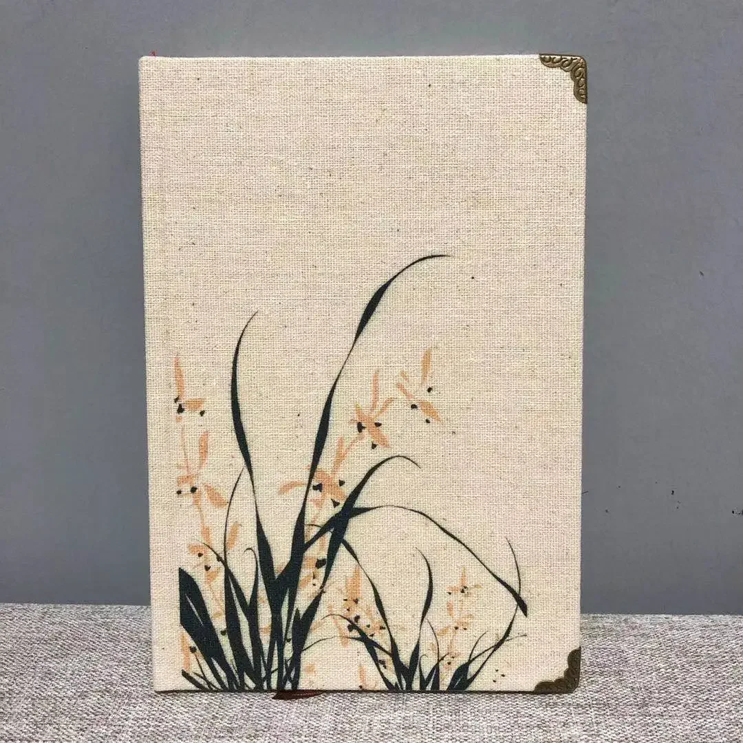 A5 Creative Product Literary Retro Diary Linen Notebook Horizontal Line Notepad Chinese Flowers Creative Gifts