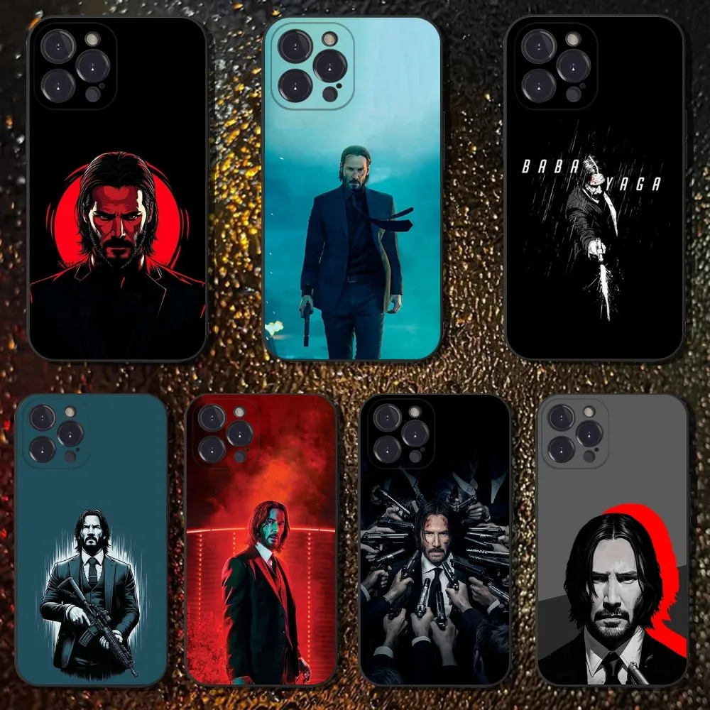 

JohnS W-Wick Phone Case For iPhone 16,15,14,13,12,11 Plus,Pro Max,XS,X,XR,SE,Mini,8,7,Soft Silicone Black Cover