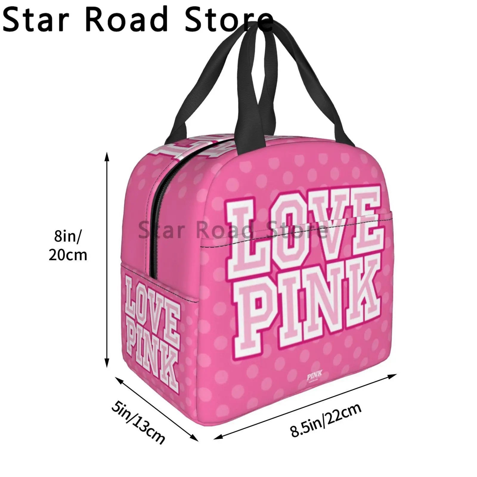 Love Pink Gradient Pink Lunch Bags for Women Portable Thermal Insulated Lunch Box Container Cooler Bag Tote Bento Pouch for Work