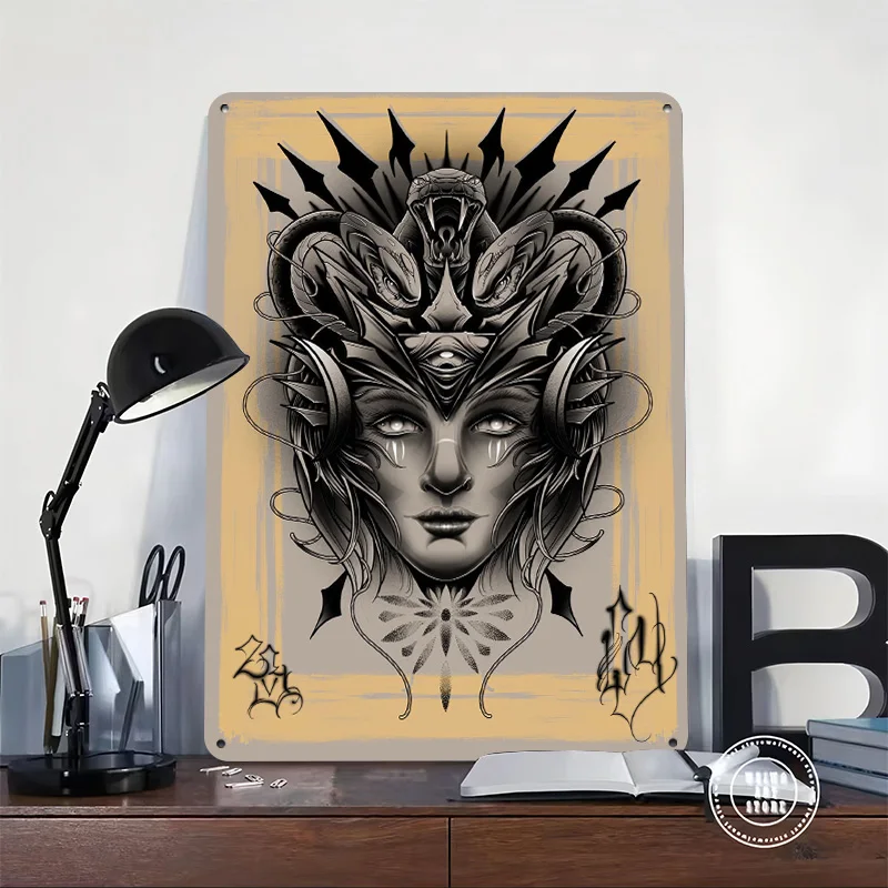 Shaman Geometry Personalized 3D Textured Metal Poster Wall Art Tinplate Sign for Vintage Decor Room House Mancave Decoration
