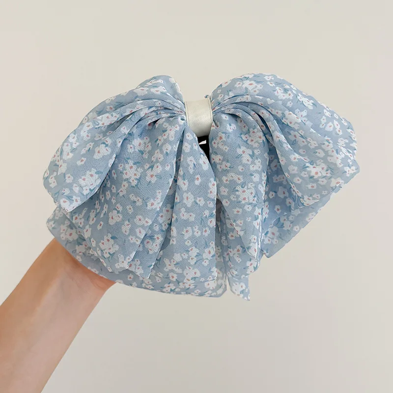 Small Floral Hair Claw Clip Butterfly Bow Ponytail Holder Volumizing High Density for Women Boho Daily Use Green view 6
