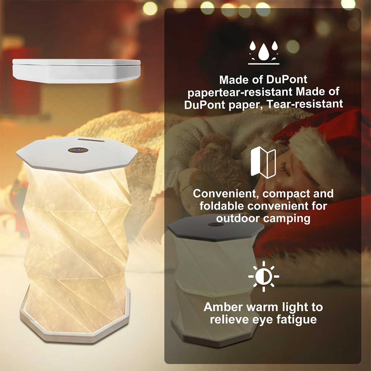 Foldable Table Lamp Touch Lamps For Bedroom Dimmable Paper Desk Portable Led Bedroom For Nightstands Home Decor Nightstand Night view 5