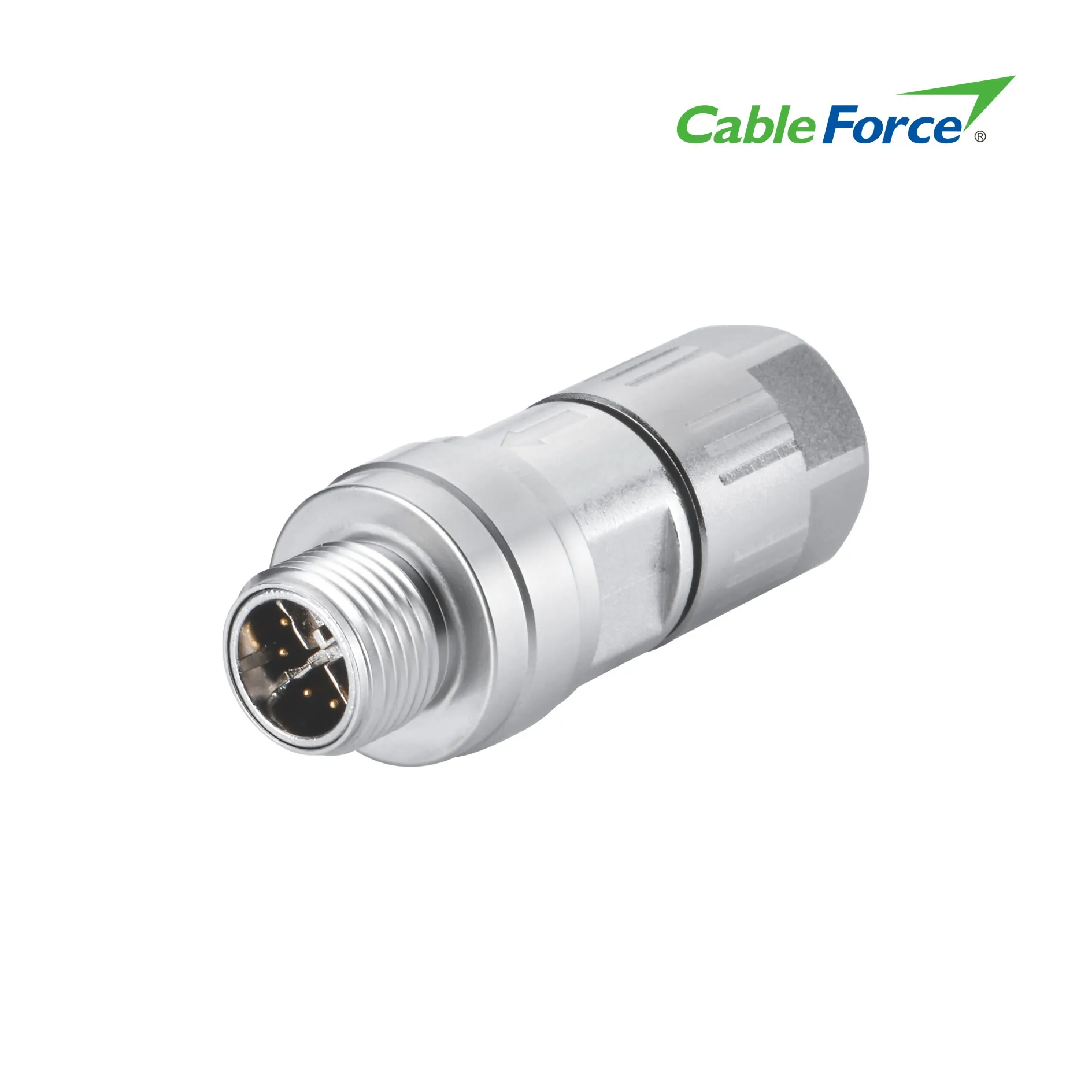 M12 X-Code 8Pin Male, Field Wireable Connector, Crimping Termination, Push-Pull
