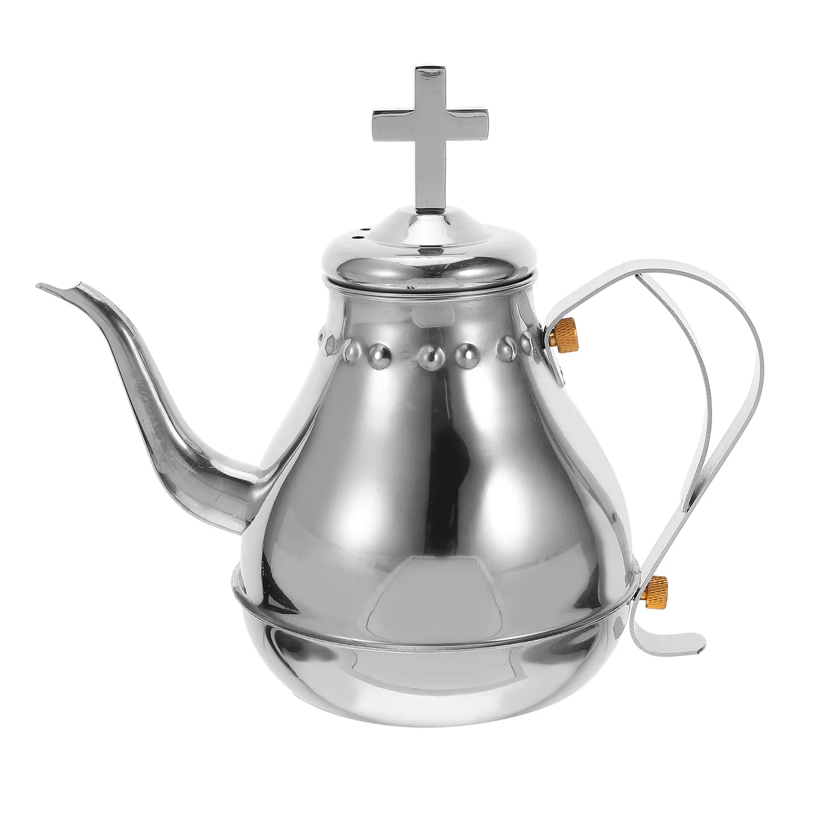 Stainless Steel Silver Communion Pot Vintage Design Lightweight Portable Teapot for Church Sacred Ceremony Water Kettle