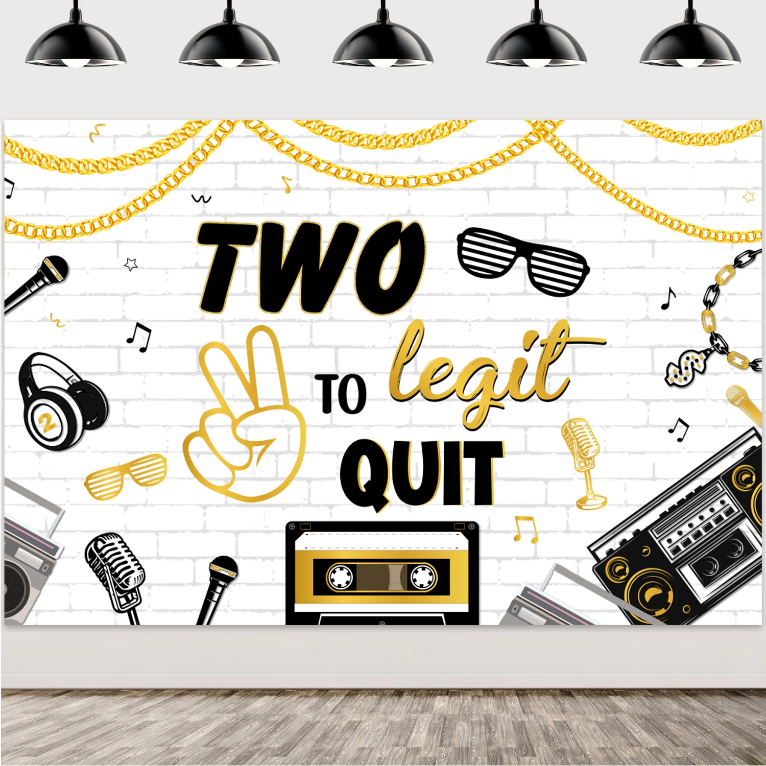 Two Legit To Quit Birthday Backdrop Hip Hop Theme 2nd Birthday Party Decorations for Boys 2 Legit 2 Quit Bday Supplies