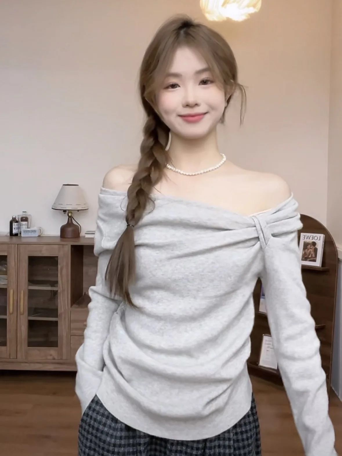 Sweet Sle Loose Fit T-shirt lunga Sve da donna Autunno Inverno Pigro Semplice partita Bellissimo top Versione coreana Comodo Sw...