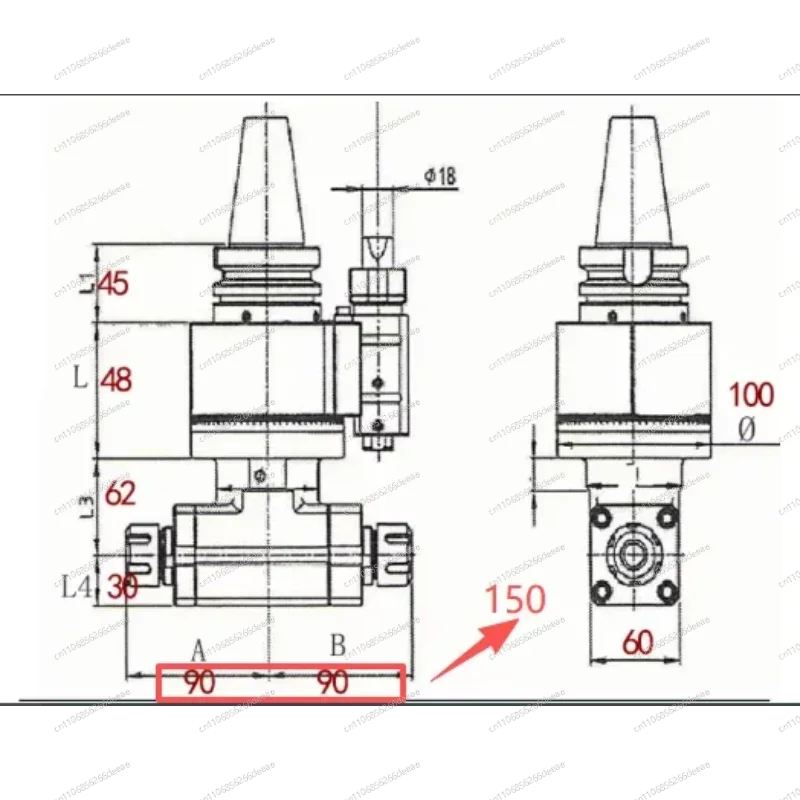 

YBJBT40/BT50-ER32 90 ° Угловая фрезерная головка – фрезерная головка с ЧПУ для обрабатывающих центров
