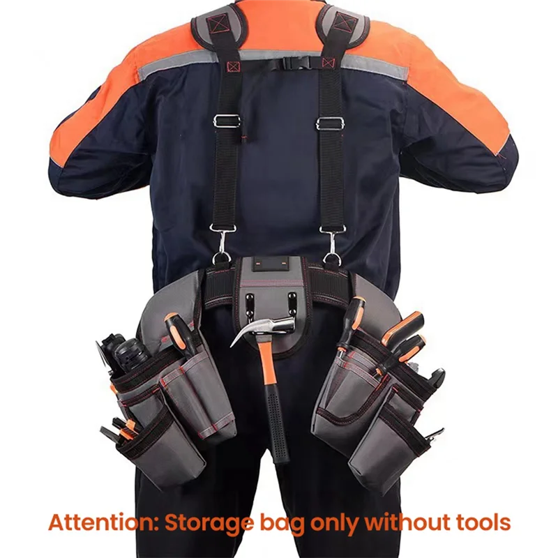 

THIVN-Suspender Tool Belt With Pouches Portable Large Capacity Gardening Tool Bag Electrician Tool Bag Strap Belt