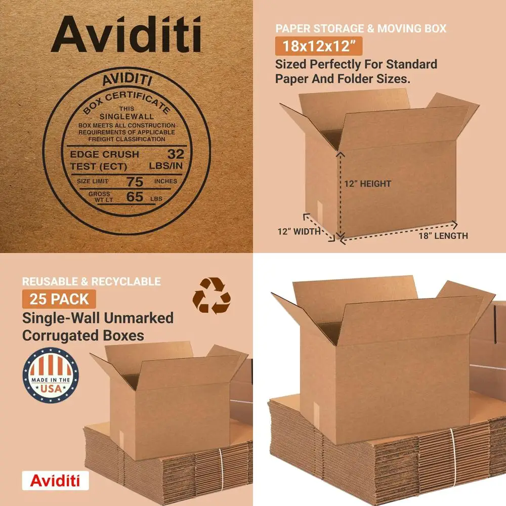 

Набор из 25 средних гофрокартонных коробок размером 18x12x12 дюймов для переезда, почтовых отправлений, упаковки и хранения