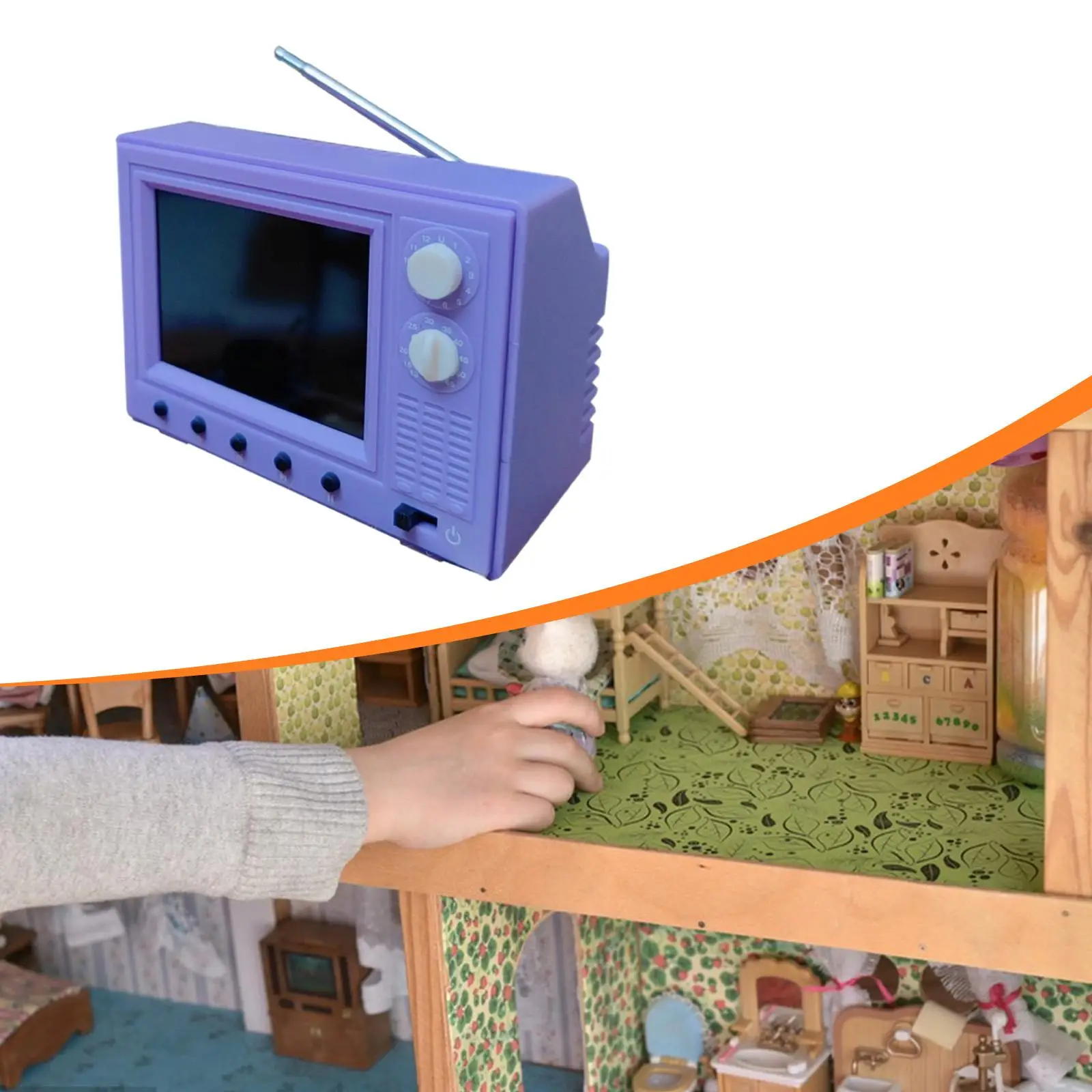 12a scala casa delle bambole TV giochi di imitazione giocattolo mobili per bambole in miniatura per bambole da ragazza piccolo televisore giocabile mini televisore set